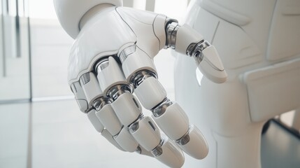 Poster - Close-up of a White Robotic Hand with Articulated Joints