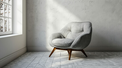 armchair on empty white color wall background