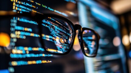 Poster - Glasses Reflecting Computer Code on Screen
