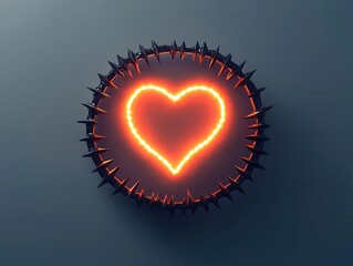 Sticker - Neon Heart in Spiked Circle.