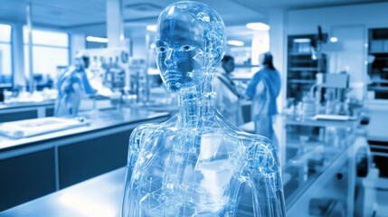 Poster - Transparent Humanoid Figure in a Sterile Laboratory Setting