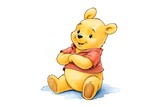 Watercolor winnie the pooh, baby bear, birthday party, nursery wall art, room decor, baby shower, white background, cute teddy bear