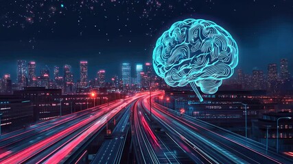 Poster - AI brain with emotional intelligence circuits, allowing AI systems to understand and respond to human emotions in a more empathetic and nuanced way.
