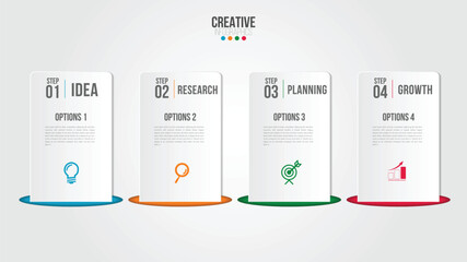 Wall Mural - infographic modern design vector template for business with 4 steps or options illustrate a strategy