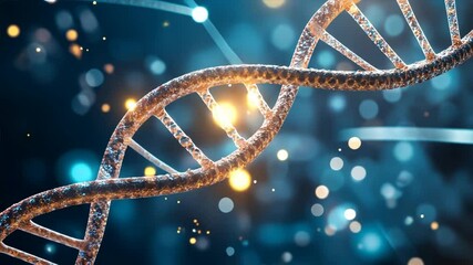 Poster - Close-up view of a DNA double helix structure with clear representation of nucleotide pairs, showing the intricate spiral and bonds, set against a backdrop of a high-tech laboratory environment