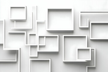 Canvas Print - Abstract white square frames on a white background.