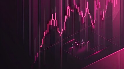 Poster - Isometric trading dashboard with stock market trends, data analytics, and financial graphs, representing real-time trading in a high-tech environment.