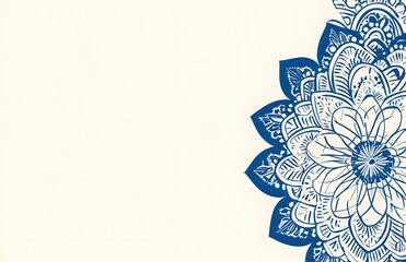 A flat vector background with subtle white and blue mandala patterns on the left and right sides,