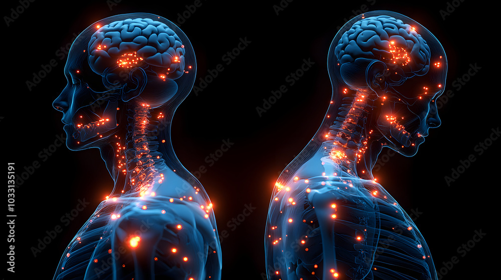 An X-ray of the Human Body with Highlighted Pain Points Showing ...