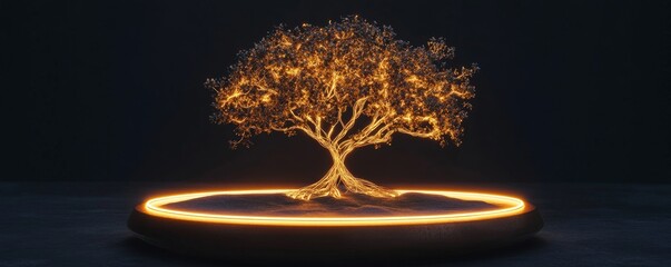 Poster - Illuminated tree sculpture with glowing branches