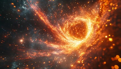 Aufkleber - A vibrant depiction of a cosmic phenomenon, showcasing swirling fiery elements and deep space aesthetics.