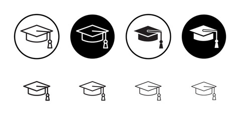 Poster - graduation cap icon isolated flat vector in outline