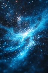 Poster - A mesmerizing cosmic scene with swirling blue light and sparkling stars, evoking the vastness and beauty of the universe.