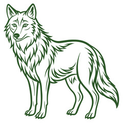 Wall Mural - Wolf Line Art Vector Graphic.