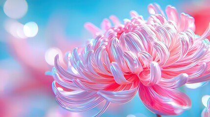 Poster - Pink flower on blue background