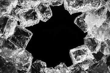 Sticker - Ice cubes on black background