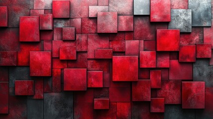Poster - A captivating red geometric backdrop featuring intricate patterns and 3D effects, ideal for enhancing visual appeal in advertising, social media, or web design.