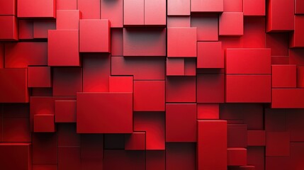 Poster - A striking red geometric backdrop with overlapping shapes and shadows, perfect for digital marketing campaigns, tech presentations, or any project that needs a contemporary edge.