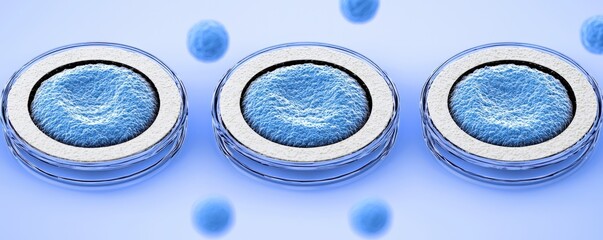 Poster - Microscopic Close-Up of Human Cells in Blue Tones