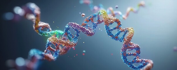 Poster - Colorful DNA Strands in Dynamic Motion