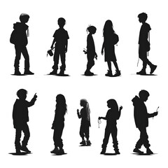 Wall Mural - people silhouette isolated human person male female business black generative Ai.