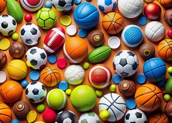 Sport Equipment Seamless Pattern with Balls and Gaming Items for Fitness Enthusiasts