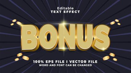 Poster - editable 3d gold bonus text effect.typhography logo