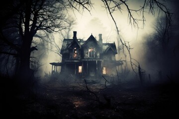 Canvas Print - Haunted house architecture building outdoors.