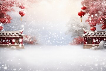 Canvas Print - Chinese New Year style of Snow snow outdoors winter.