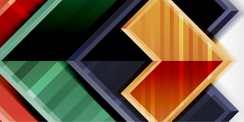 Poster - Arrow symbols created with 3d effects and line texture geometric abstract background