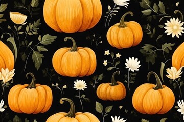 Sticker - Pumpkin backgrounds vegetable pattern.