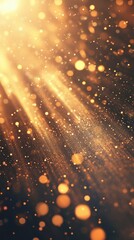 Poster - Golden bokeh and light rays backdrop, abstract glow. Festive and celebration concept