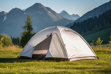 Wall Mural - Camping tent  landscape adventure mountain.