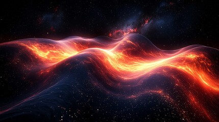 Poster - Abstract Lava Flow Texture with Starry Night Sky Background