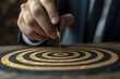 © Rising Monk - Goal setting, achievable target or purposeful objective, mission to accomplish or challenge to win for business success concept, businessman write down goal on notes and put on big dartboard, Generati