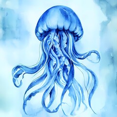 Wall Mural - Elegant Watercolor Marine Life Illustration