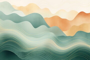 Sticker - Mountain forest backgrounds abstract line.