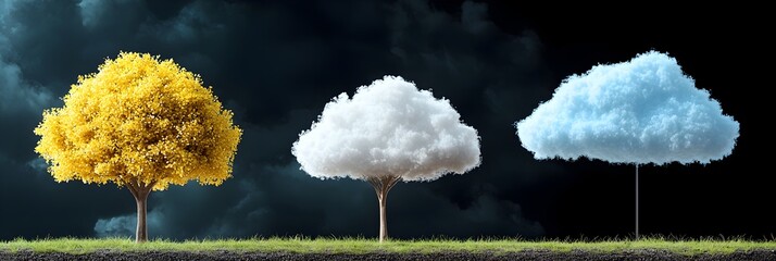 Aufkleber - Digital cloud icons and symbols floating in the blue sky representing the concept of cloud computing technology data storage