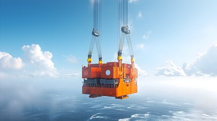 Poster - Electromagnetic Crane Lifting Containers During Port Efficient Cargo Handling and Logistics at Industrial Harbor Terminal