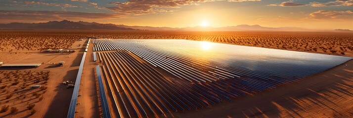 Aufkleber - Gleaming solar panels situated in a picturesque desert landscape perfectly positioned to capture and harness the sun s renewable energy