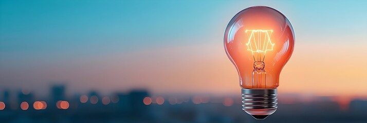 Poster - Glowing light bulb a symbol of innovation bright ideas and creative thinking  Conceptual image representing breakthrough intelligence and the spark of