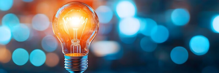 Aufkleber - Glowing light bulb against a dark background representing innovation creative solutions and bright ideas  The illuminated bulb symbolizes the spark of discoveries and the power of ingenuity