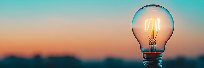 Aufkleber - Glowing light bulb against a dark background representing innovation creative solutions and bright ideas  The illuminated bulb symbolizes the spark of discoveries and the power of ingenuity