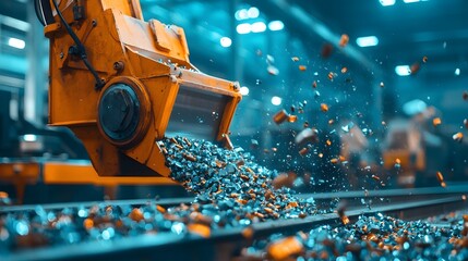 Leinwandbilder - Innovative magnetic conveyor belt system efficiently separates and transports a variety of materials in industrial manufacturing and processing facilities