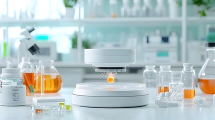 Poster - Magnetic Stirrer Spinning in Chemistry Lab Representing Scientific Research and Experimentation for Laboratory Discoveries and Technological Innovations