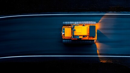 Poster - Asphalt Paving Machine Smoothing and Compacting a New Layer of Road Surface as Part of an Infrastructure Improvement Project