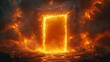 © cac_tus - Glowing fiery portal surrounded by smoke and lava, mystical landscape. Fantasy and adventure concept