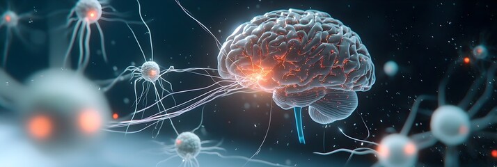 Aufkleber - Captivating neural network of electrical impulses firing and connecting representing the complex activity and communication within the human brain