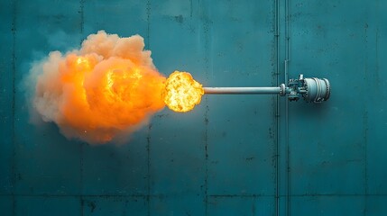 Poster - Dramatic fiery shapes and billowing plumes of steam and gas flaring creating an ethereal and display in the atmospheric sky
