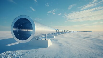 Poster - Endless network of energy pipelines stretching towards the distant horizon symbolizing an uninterrupted supply and distribution of essential resources